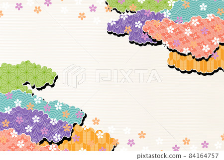 櫻花日本圖案新年賀卡背景 84164757