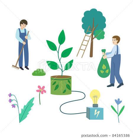 Biomass energy. Renewable clean energy resources. Conceptual vector illustration on white background 84165386