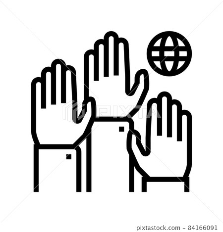 democracy world line icon vector illustration democracy world line icon vector illustration 84166091