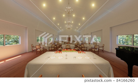 Wedding church, triangular roof, no people, window curtains open Wedding church, triangular roof, no people, window curtains open 84166260