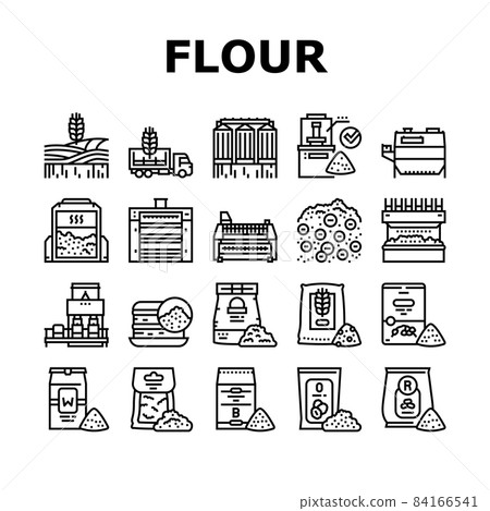 Flour Factory Industry Production Icons Set Vector Flour Factory Industry Production Icons Set Vector 84166541