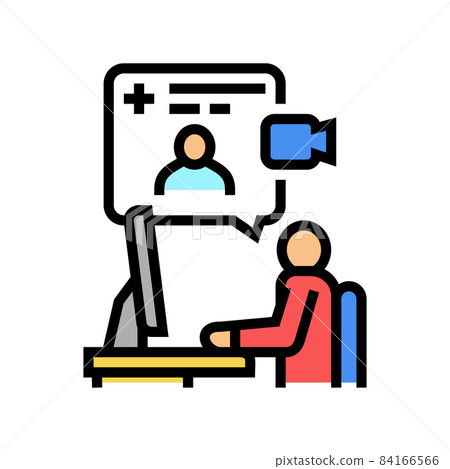 video consultation color icon vector illustration 84166566