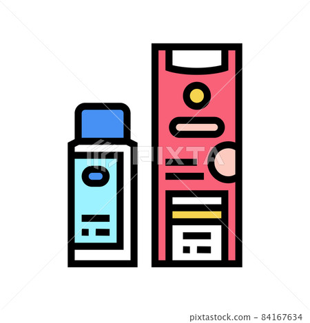 clarifier and oxide packages for hair coloring color icon vector illustration 84167634
