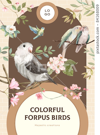 Poster template with forpus bird concept,watercolor style 84168009