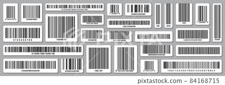 Set of product barcodes. Identification tracking code. Serial number, product ID with digital Set of product barcodes. Identification tracking code. Serial number, product ID with digital 84168715