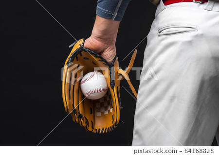 back view man holding glove with baseball. High quality beautiful photo concept back view man holding glove with baseball. High quality beautiful photo concept 84168828