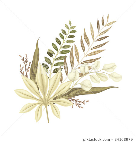 Wild dried plants and flowers. Bouquet in trendy colors for your own design vector illustration 84168979