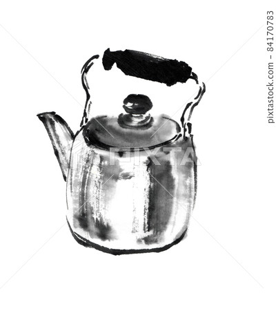 Kettle drawn with ink painting technique Kettle drawn with ink painting technique 84170783