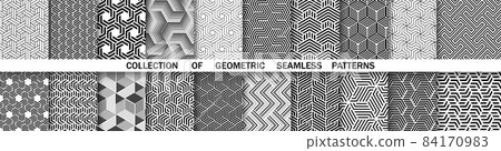 Geometric set of seamless black and white... - Stock Illustration ...