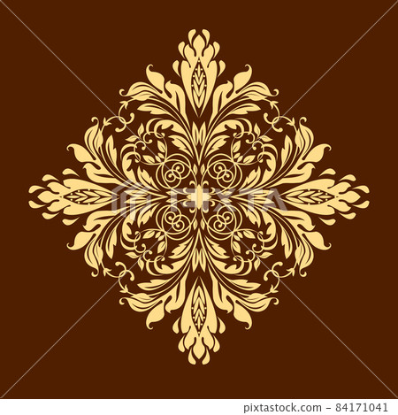 Damask graphic ornament. Floral design element. Gold vector pattern 84171041