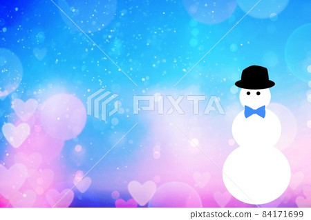 心形圖案背景和雪人 1 84171699