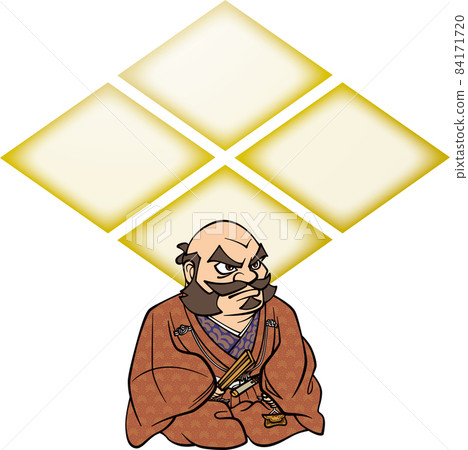 Shingen Takeda sitting in full dress [3 heads, family crest] 84171720