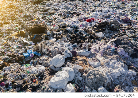 Aerial view of city dump. Pollution concept, top view. 84173204