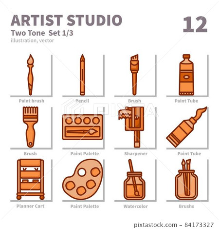 Artist Studio icons set, Two tone, vector and illustration set 1 Artist Studio icons set, Two tone, vector and illustration set 1 84173327