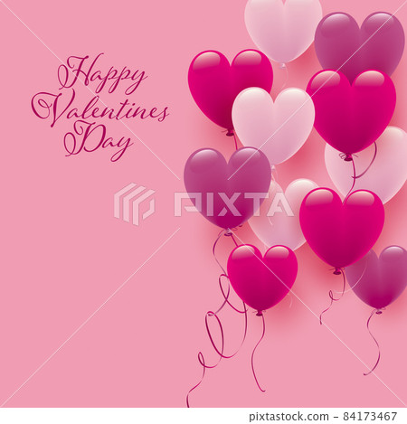 Valentine's day background with pink heart-shaped balloons Valentine's day background with pink heart-shaped balloons 84173467
