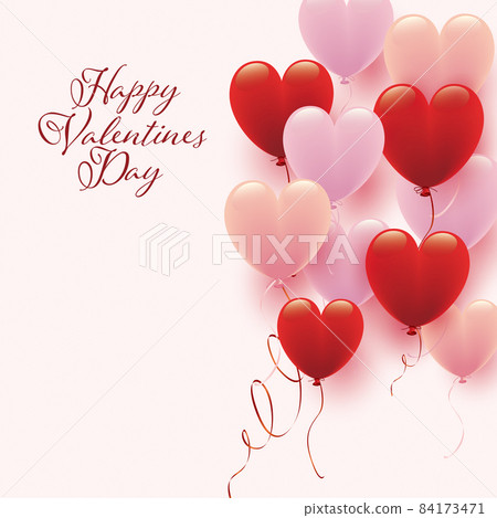 Valentine's day background with red and pink heart-shaped balloons Valentine's day background with red and pink heart-shaped balloons 84173471