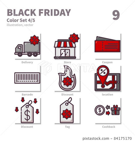 Black Friday icons set, Color, vector and illustration set 4 Black Friday icons set, Color, vector and illustration set 4 84175170