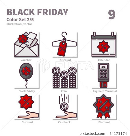 Black Friday icons set, Color, vector and illustration set 2 84175174