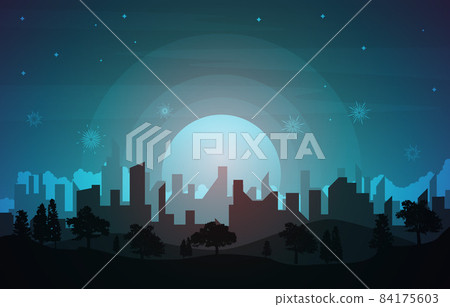 Beautiful Night City Building New Year Celebration Card Vector Illustration Beautiful Night City Building New Year Celebration Card Vector Illustration 84175603