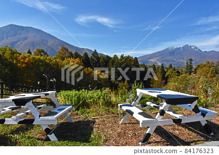 View from Mt. Kurohime and Mt. Myoko in early winter, the first snowfall from the roadside station 84176323