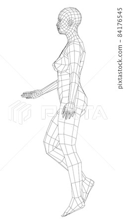 Wireframe walking woman 84176545