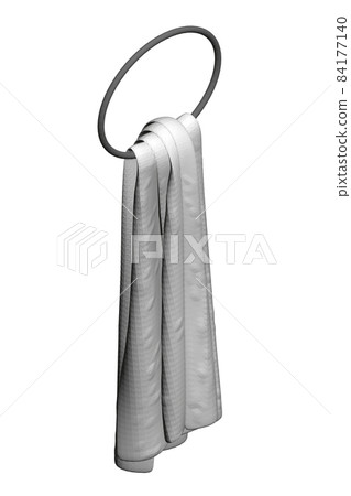 Gray towel on a round hanger isolated on white background. Isometric view. 3D. Vector illustration Gray towel on a round hanger isolated on white background. Isometric view. 3D. Vector illustration 84177140