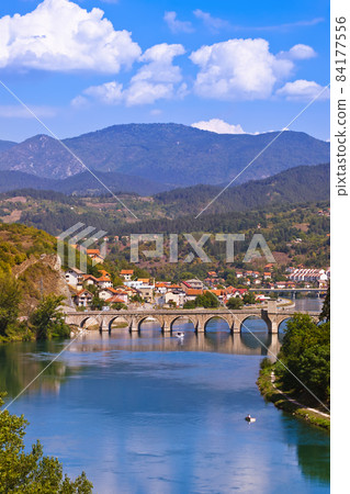 Old Bridge on Drina river in Visegrad - Bosnia and Herzegovina 84177556