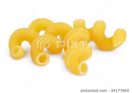 raw pasta cavatappi isolated on white background with clipping path and full depth of field. raw pasta cavatappi isolated on white background with clipping path and full depth of field. 84177669
