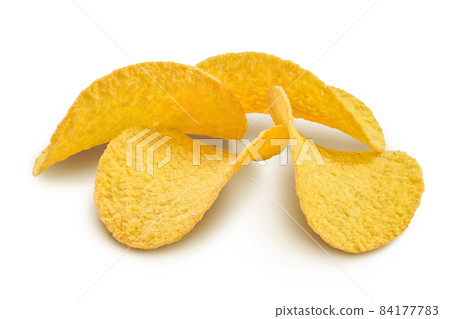 Potato chips isolated on white background with clipping path and full depth of field. 84177783