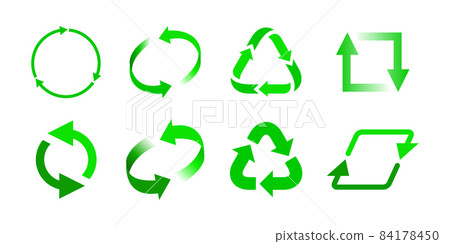 回收、循環、綠色、再利用、分類垃圾、生態矢量圖標插圖素材 84178450