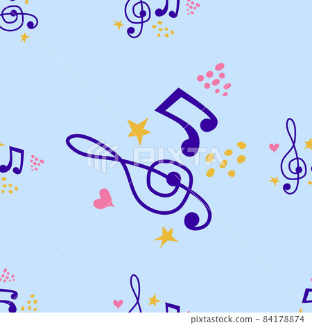 Abstract music notes seamless pattern background. musical illustration melody decoration. 84178874