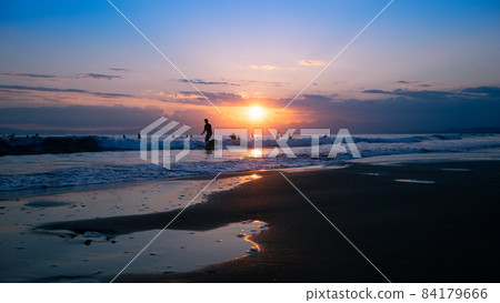 Shonan sea blue sky, sunset and surfers 84179666