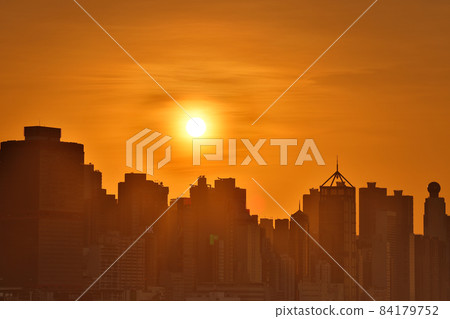 the sun set of Central and Western District, hong kong 13 Nov 2021 84179752