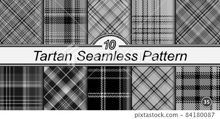 Set seamless black and white plaid pattern... - Stock Illustration ...