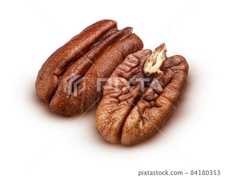 Pecan nuts isolated on white background Pecan nuts isolated on white background 84180353