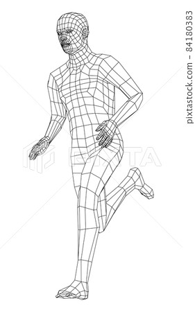Wireframe running man. 3d illustration 84180383