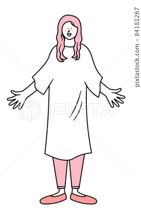 A woman posing with her arms outstretched A woman posing with her arms outstretched 84181267