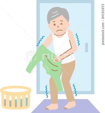 Heat shock Senior man taking off his clothes at the dressing room 84181653