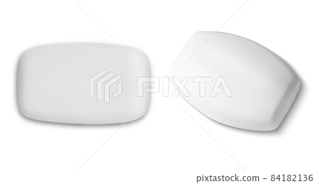 White soap bar isolated mockup. Cosmetics soap blank 84182136