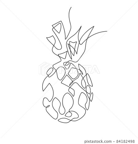 Vector image of pineapple. One line drawing. Tropical fruit. 84182498