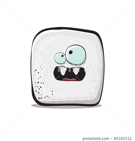 Vector Cartoon sugar cartoon characters isolated on white background. funky sweet sugar cube character with eyes and mouth Vector Cartoon sugar cartoon characters isolated on white background. funky sweet sugar cube character with eyes and mouth 84182512