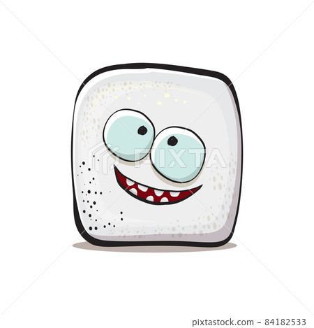Vector Cartoon sugar cartoon characters isolated on white background. funky sweet sugar cube character with eyes and mouth Vector Cartoon sugar cartoon characters isolated on white background. funky sweet sugar cube character with eyes and mouth 84182533