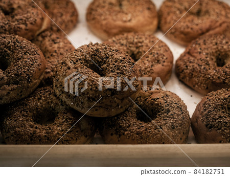 homemade bagels with sesame seeds 84182751