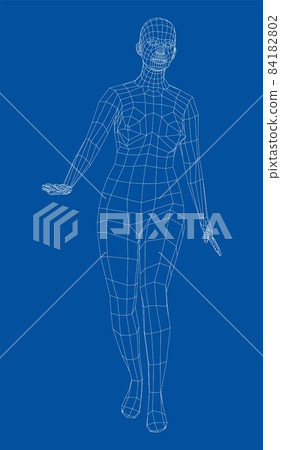 Wireframe walking woman Wireframe walking woman 84182802