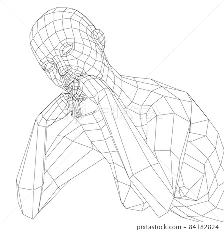 Wireframe girl in a sexy pose 84182824