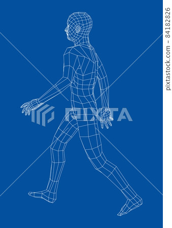 Wireframe walking man. 3d illustration 84182826