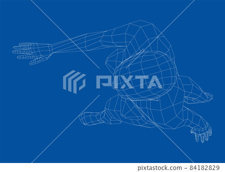 Wireframe walking woman Wireframe walking woman 84182829