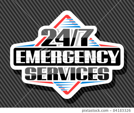 Vector sign 24/7 Emergency Services 84183326
