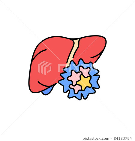 Hepatitis B color line icon. Human diseases. Hepatitis B color line icon. Human diseases. 84183794