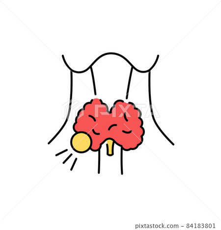 Thyroid cancer color line icon. Human diseases. Thyroid cancer color line icon. Human diseases. 84183801